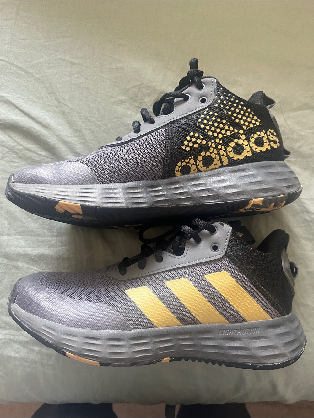 adidas Gray and Gold Performance Running Shoes